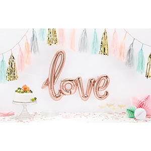 ブライダル装飾風船　文字バルーン「love」ラブスクリプト ピンクゴールド