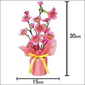 ひな祭り装飾　桃バリューラッピングポット　H30cm
