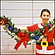 クリスマス装飾　店舗の入口や連続壁面に180cmデコレーションガーランド　GOLD＆REDリボン　 L180cm